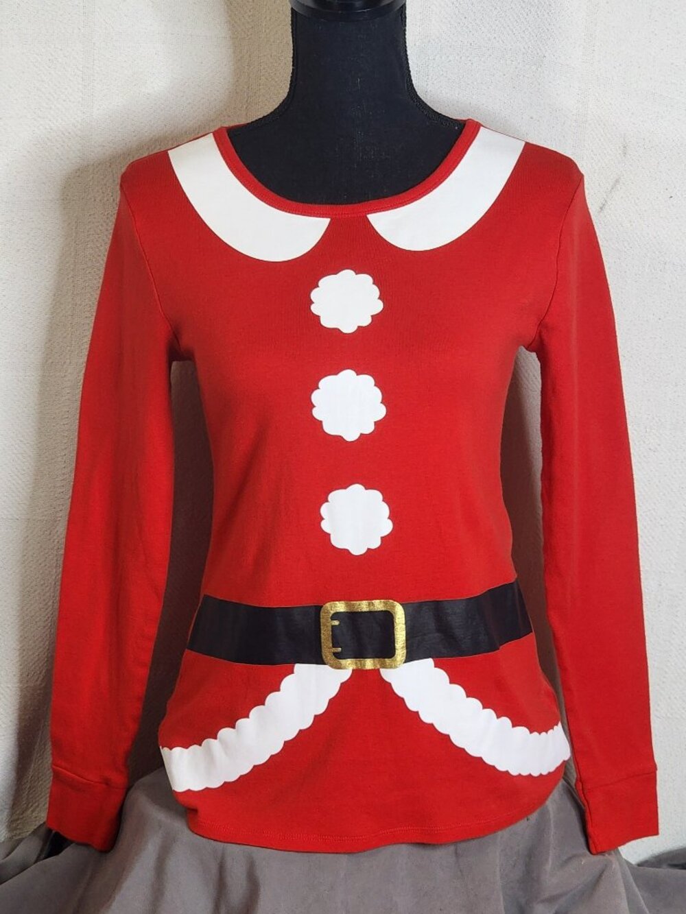 Wondershop at Target Red White Black LS Cotton Santa Suit Pullover Top Size M